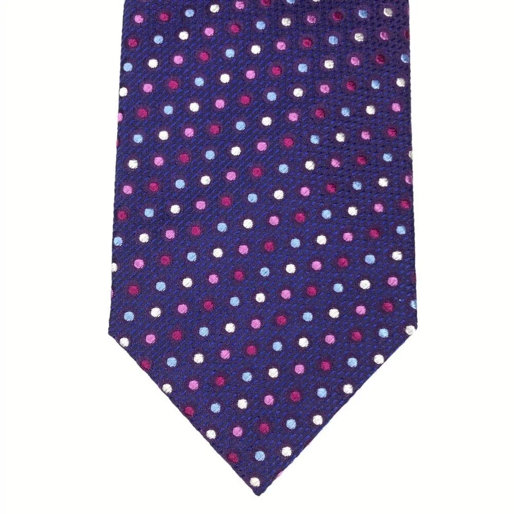 Volare Collection Silk Hand Stitched Italy Polka Dot Luxury Purple Necktie $145